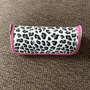 Leopard Print Sunglasses Case with Pink Trim